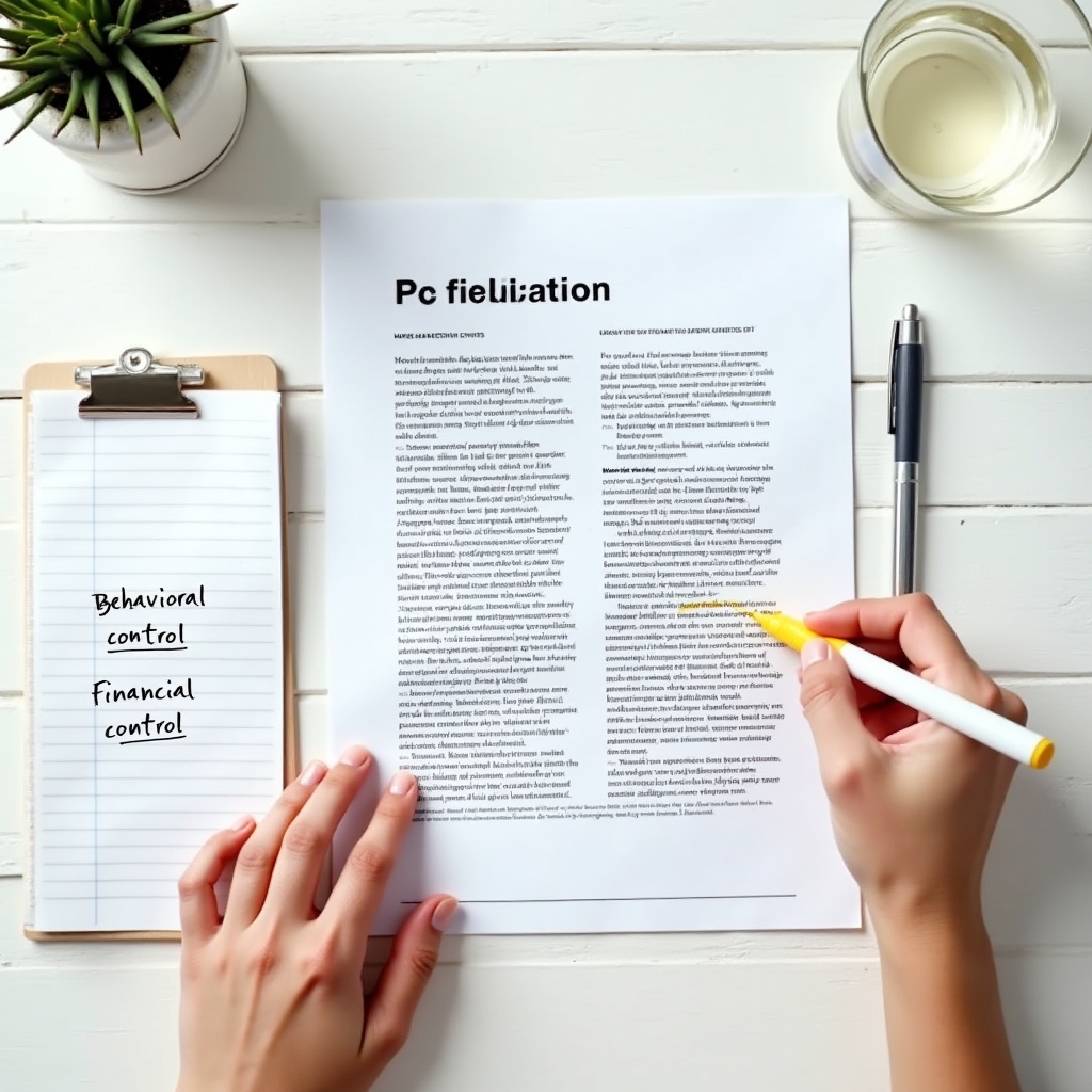 IRS publication open on desk with contractor classification notes